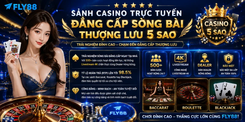 Casino FLY88 hấp dẫn với hệ thống bàn chơi đa dạng 
